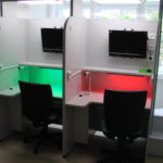 Sensory evaluation booths with colored lights Sensory evaluation booths with colored lights